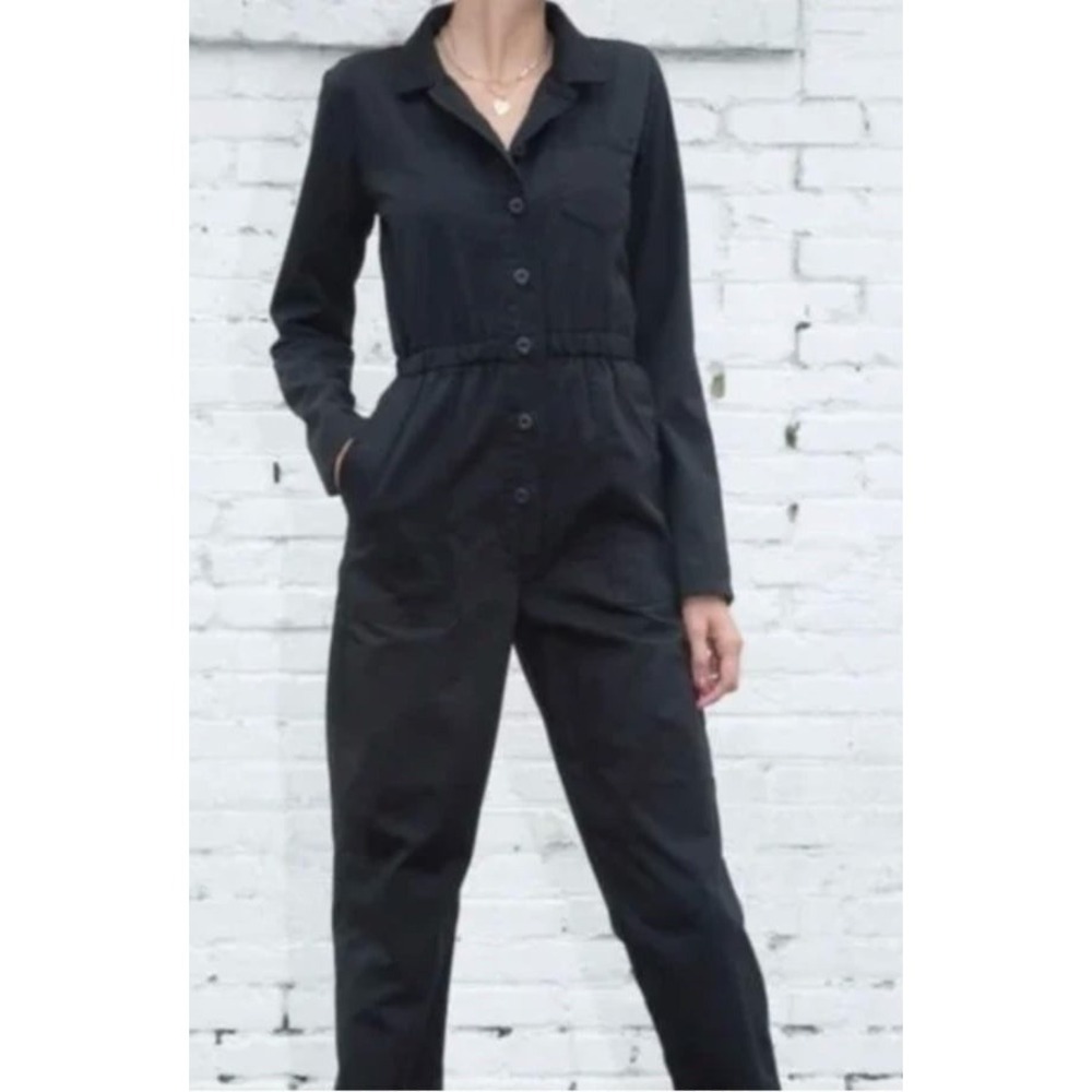 Brandy Melville Black Utility Jumpsuit Button Front Womens S Streetwear EUC